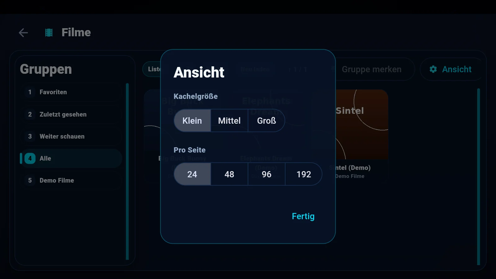 Ansicht-Dialog